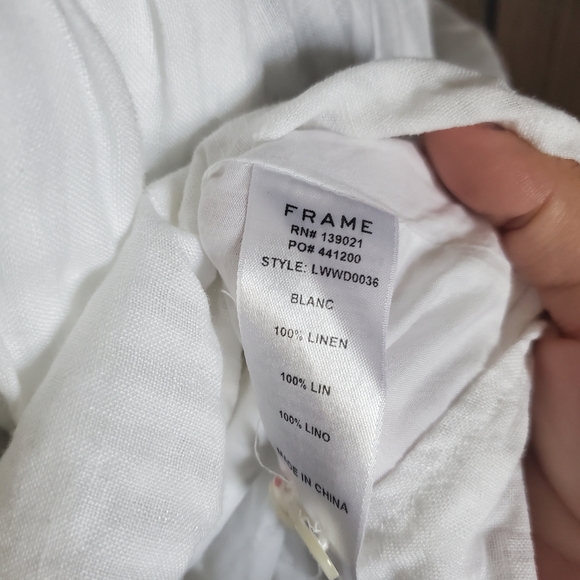 Frame Denim White Wrap Tie Front Midi Dress - Picture 2 of 4